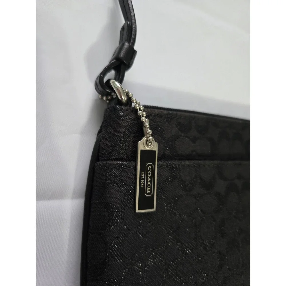 Coach Vintage Y2K Black Signature Monogram Metallic Baguette Shoulder Bag Pink L